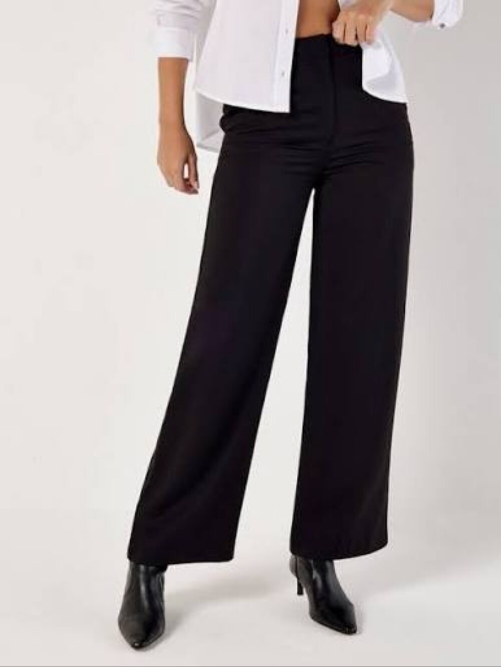 Max Studio Black Wide-Leg High-Rise Pants
